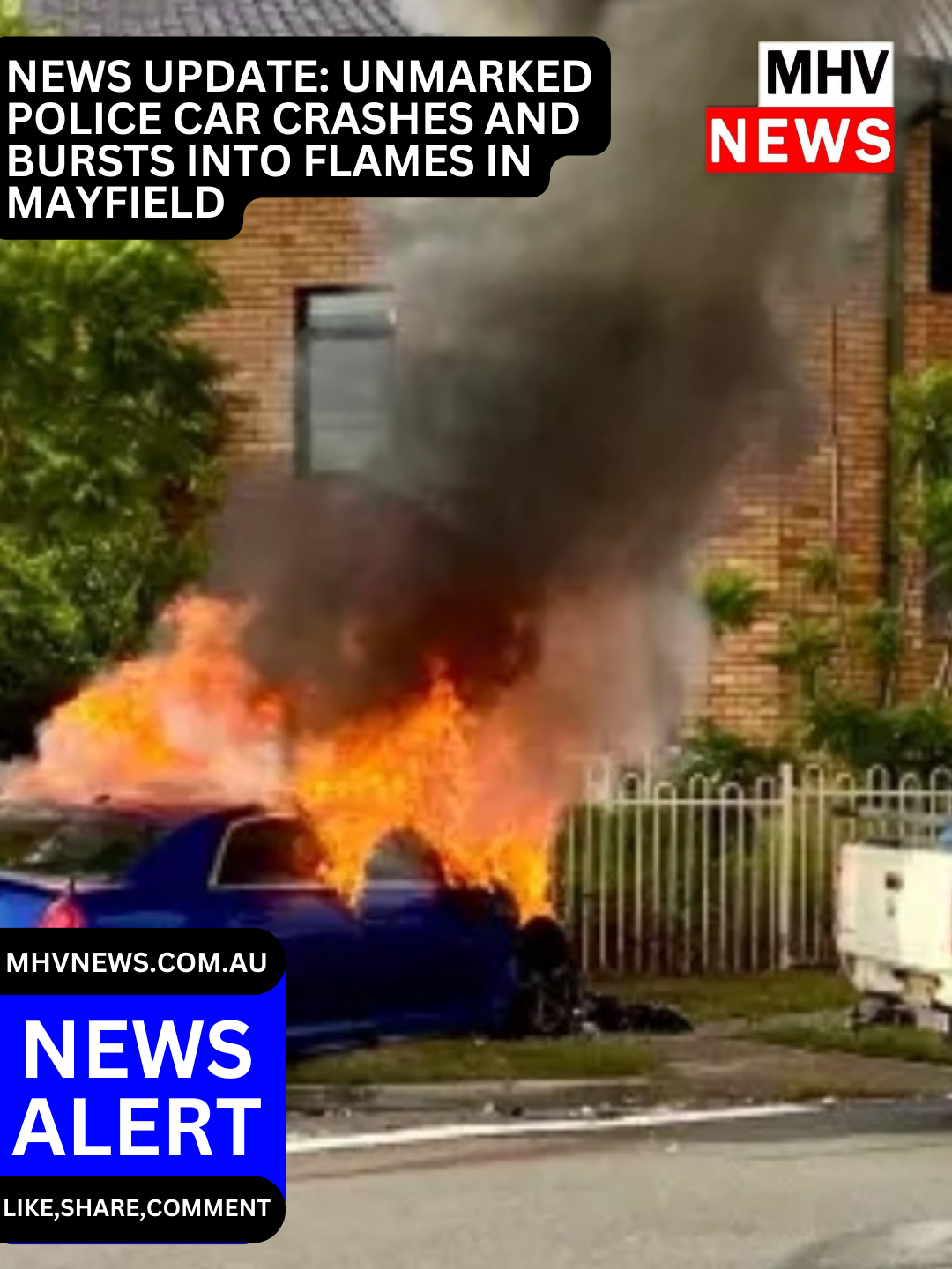 Read more about the article News Update: Unmarked Police Car Crashes and Bursts into Flames in Mayfield