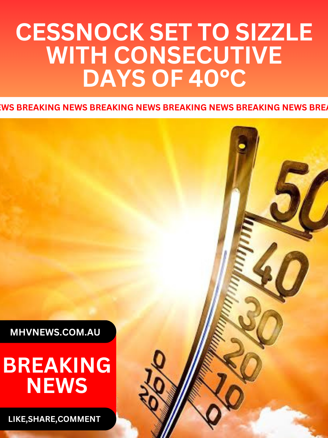 Read more about the article Cessnock set to sizzle with consecutive days of 40°C