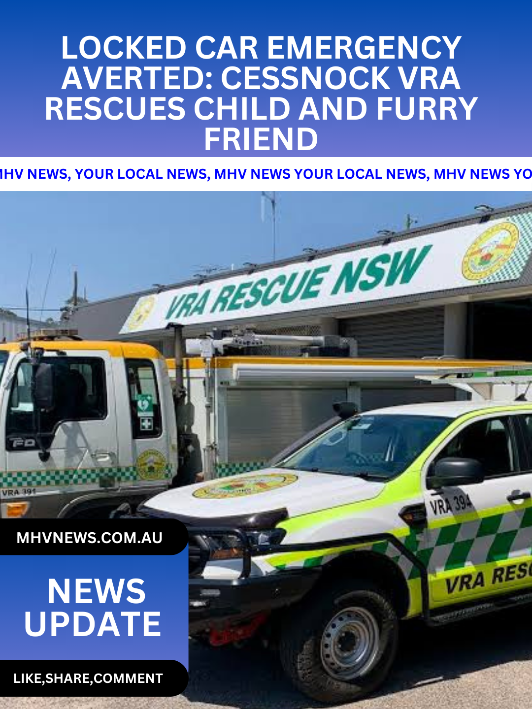 You are currently viewing Locked Car Emergency Averted: Cessnock VRA Rescues Child and Furry Friend