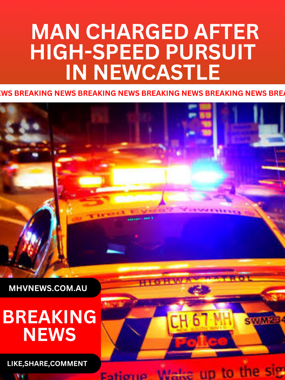 Read more about the article Breaking News Update: Man Charged After High-Speed Pursuit in Newcastle