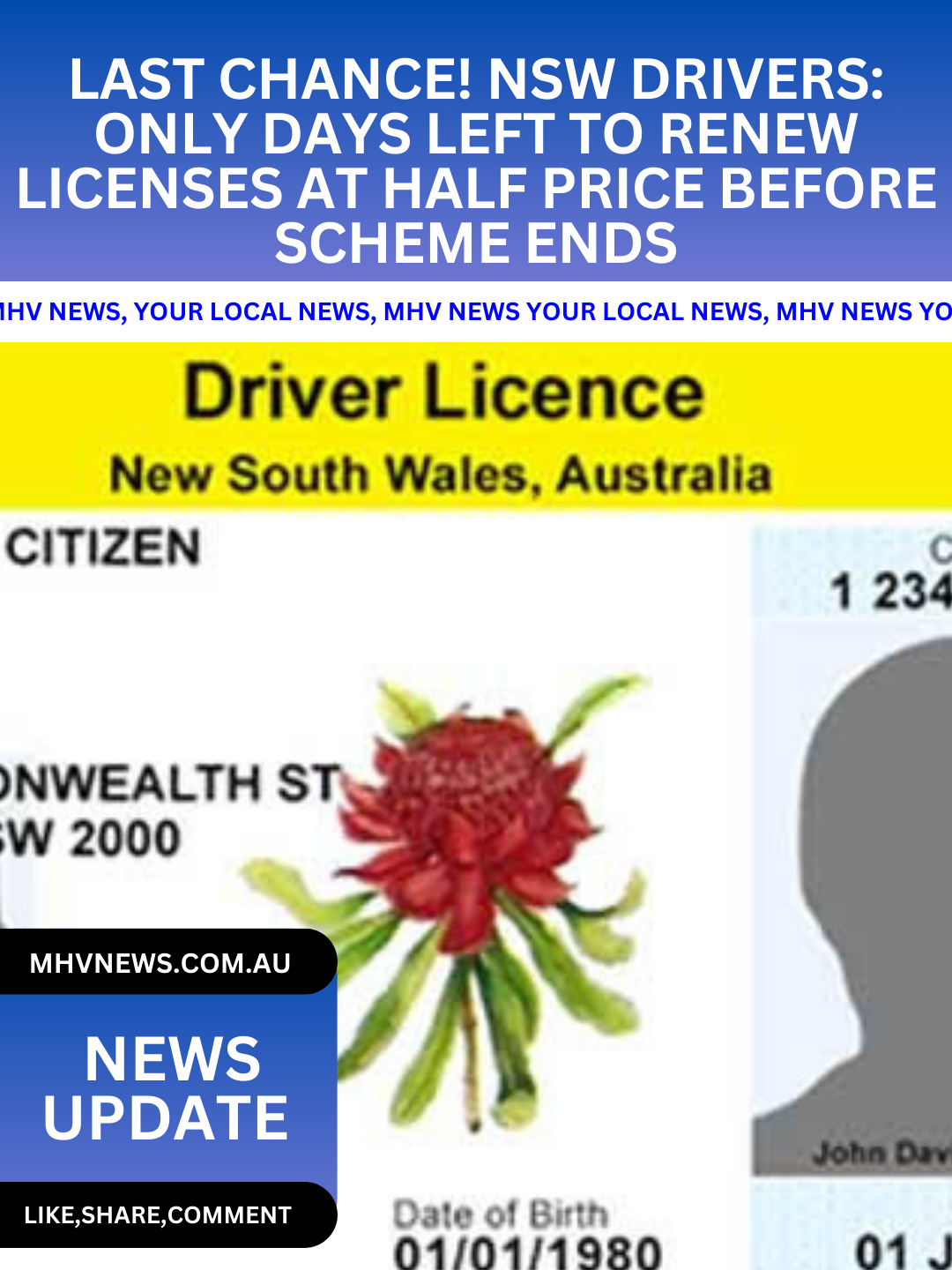 Read more about the article Last Chance! NSW Drivers: Only Days Left to Renew Licenses at Half Price Before Scheme Ends