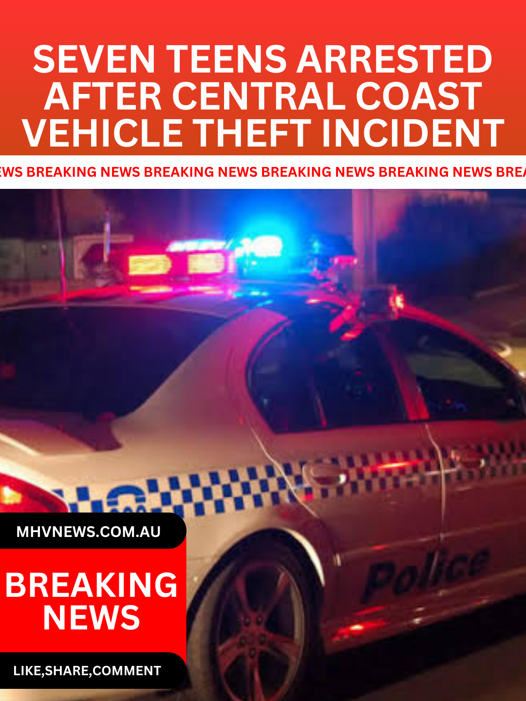 You are currently viewing Seven Teens Arrested After Central Coast Vehicle Theft Incident