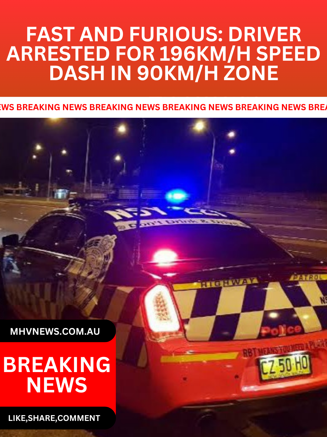 Read more about the article Breaking News: Man Arrested for Excessive Speeding and Drug Allegations