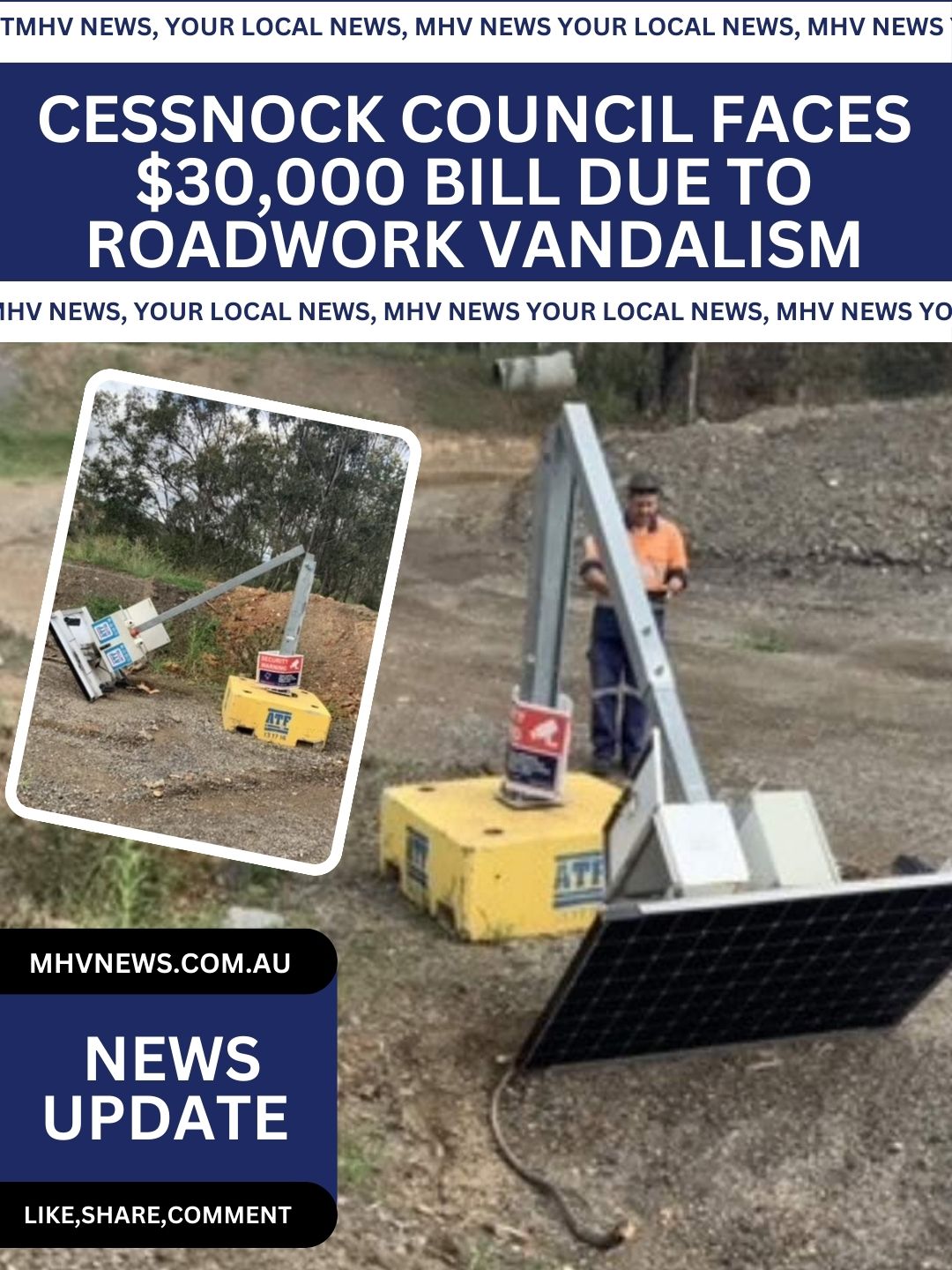 Read more about the article Cessnock Council Faces $30,000 Bill Due to Roadwork Vandalism