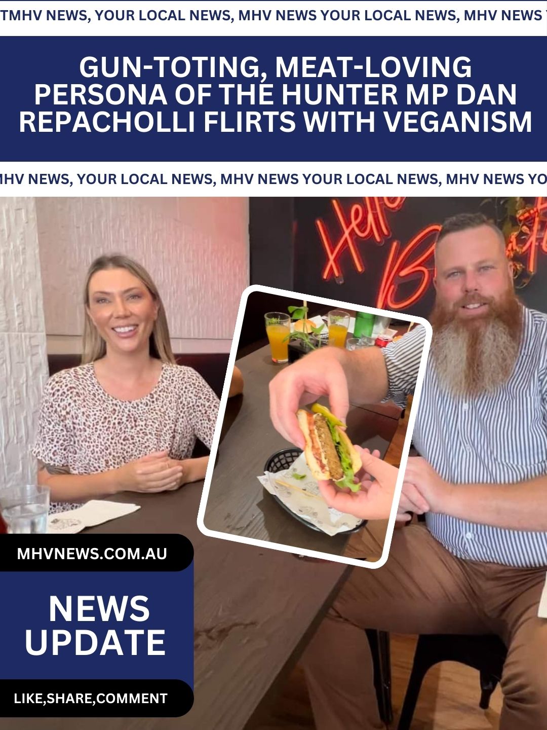 Read more about the article Gun-toting, meat-loving persona of the Hunter MP Dan Repacholli Flirts With Veganism
