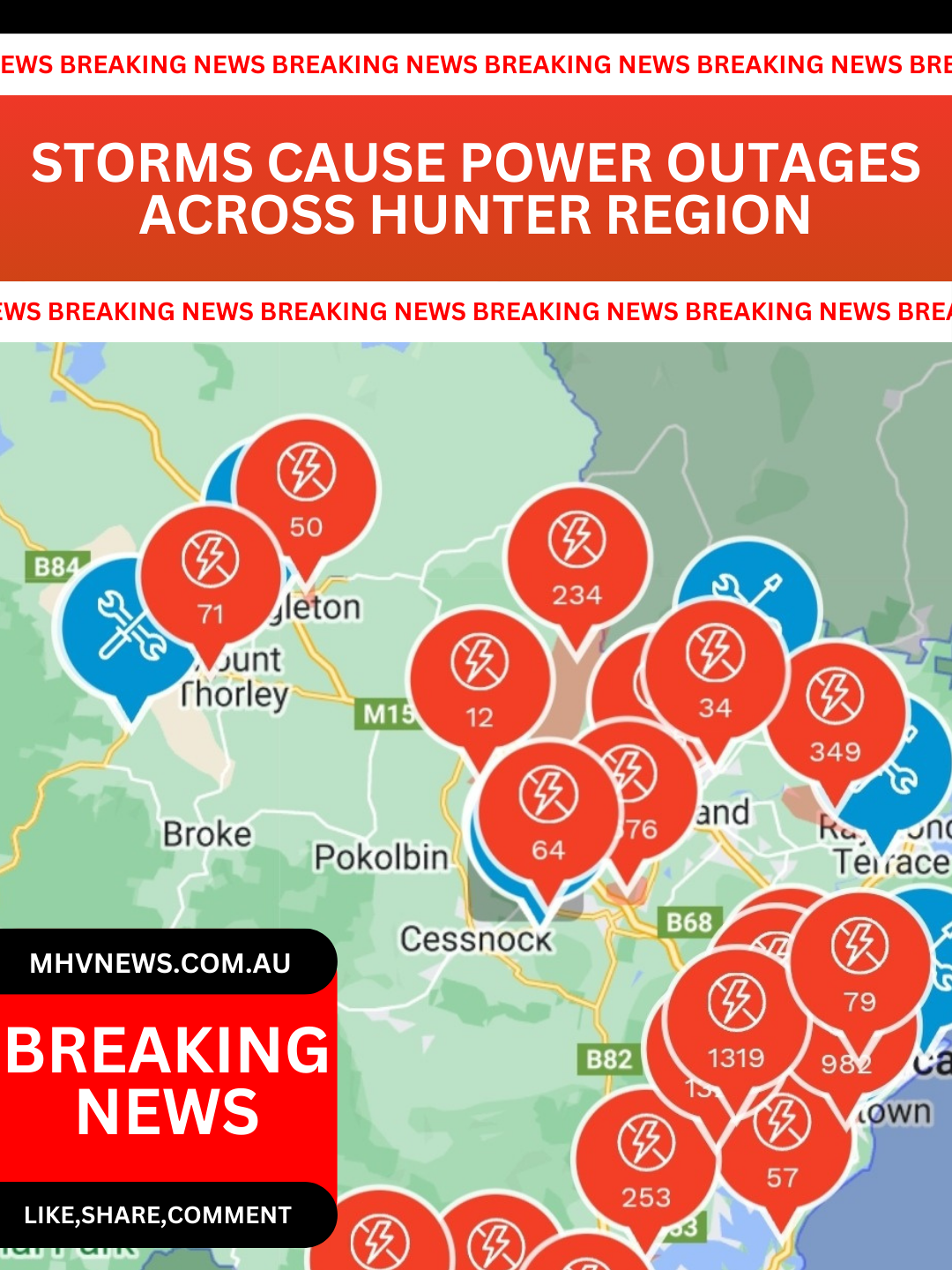Read more about the article Breaking News Update: Storms Cause Power Outages Across Hunter Region