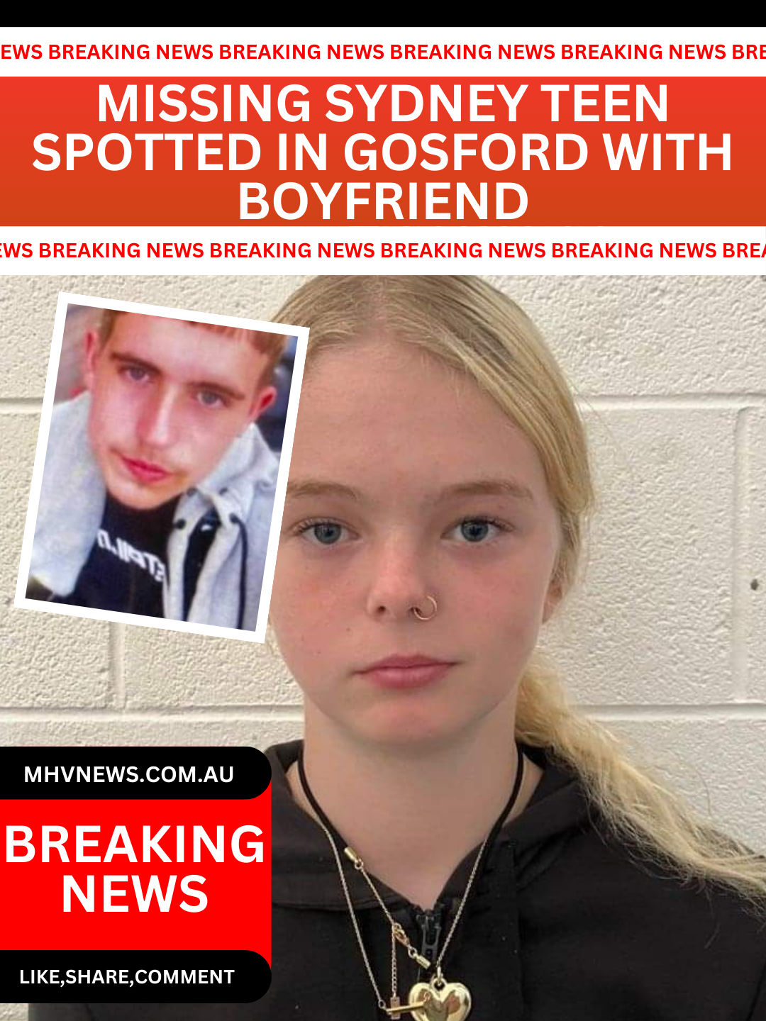 You are currently viewing MISSING SYDNEY TEEN SPOTTED IN GOSFORD WITH BOYFRIEND