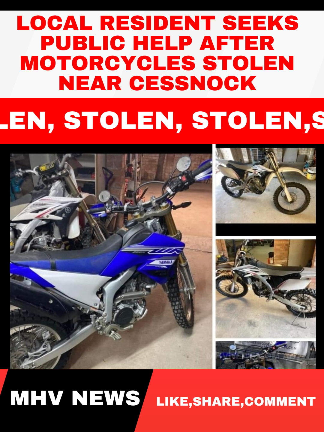 Read more about the article Local Resident Seeks Public Help After Motorcycles Stolen Near Cessnock