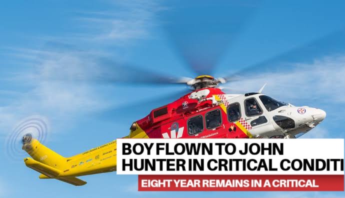 Read more about the article Eight year old flown to John Hunter in critical condition.