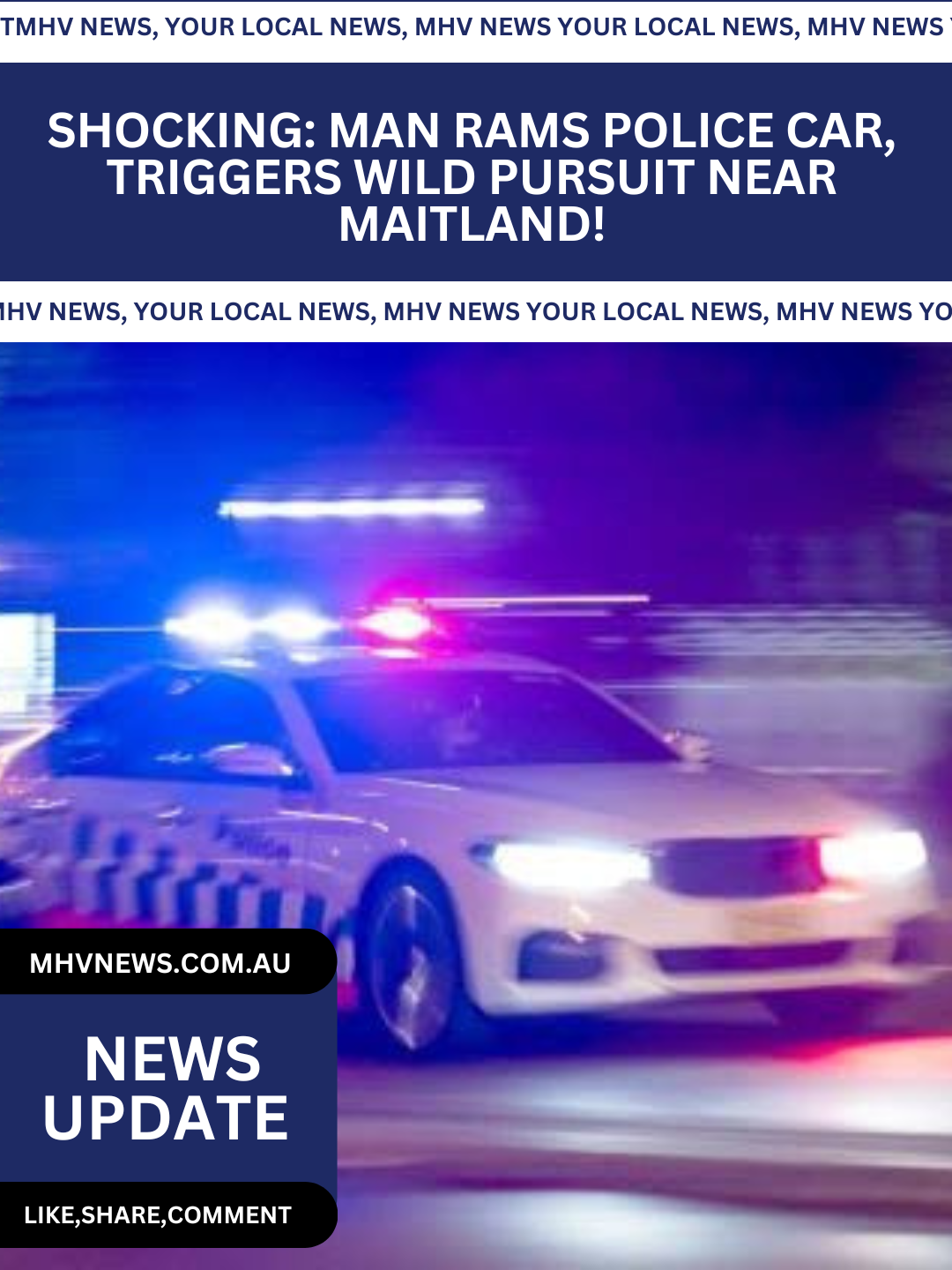 Read more about the article Shocking: Man Rams Police Car, Triggers Wild Pursuit Near Maitland!
