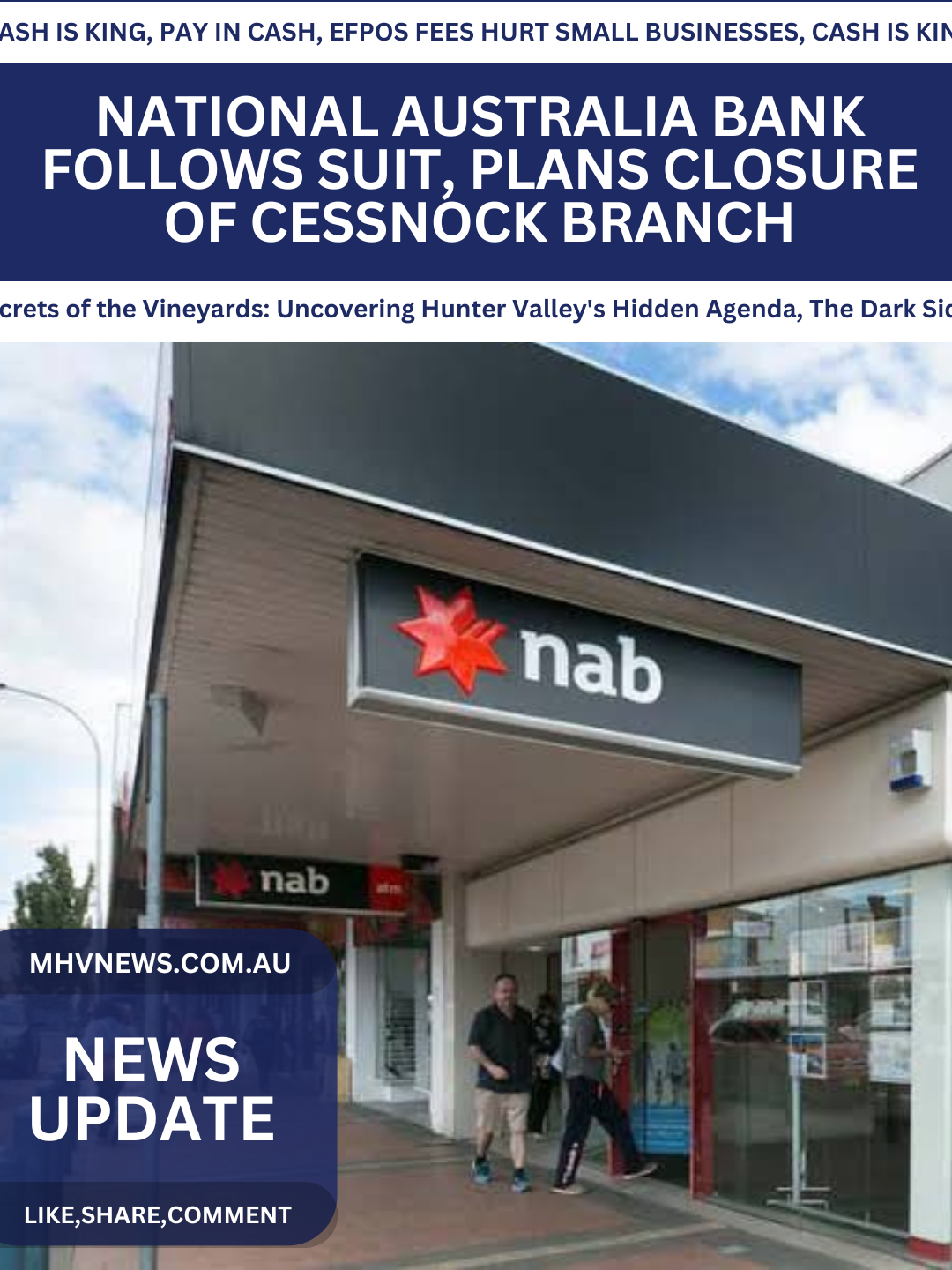 Read more about the article National Australia Bank Follows Suit, Plans Closure of Cessnock Branch
