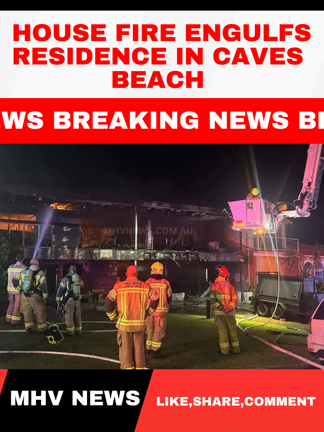 Read more about the article House Fire Engulfs Residence in Caves Beach