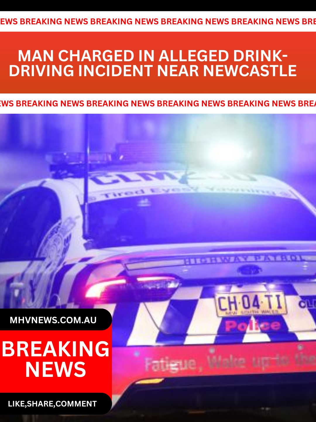Read more about the article Man Charged in Alleged Drink-Driving Incident Near Newcastle