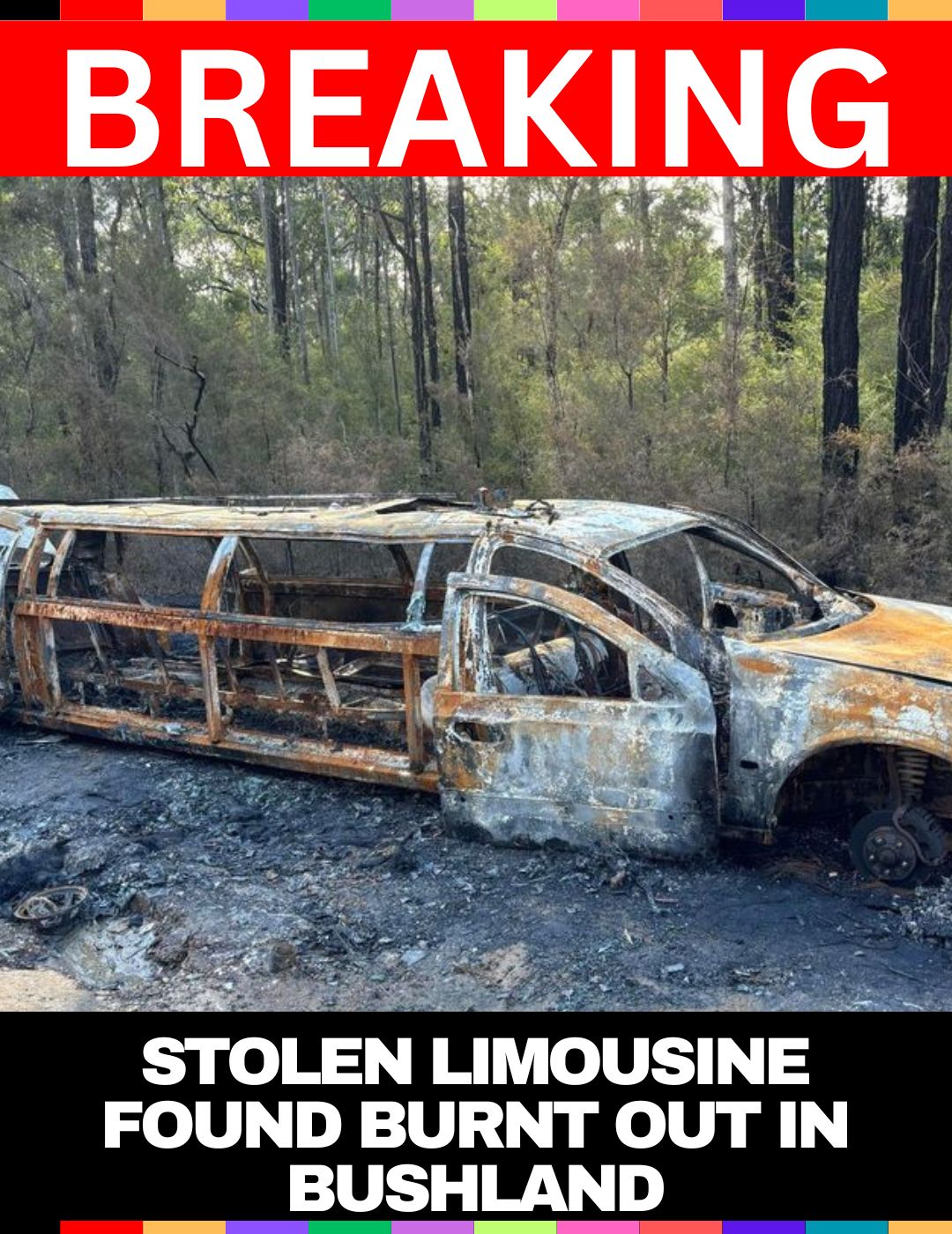 Stolen Limousine Found Burnt Out in Bushland