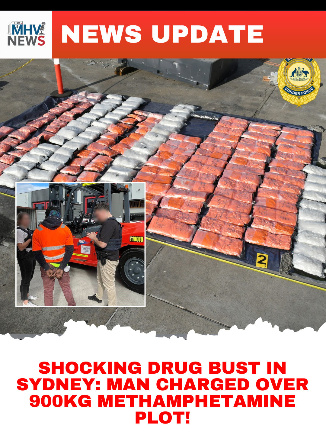 Shocking Drug Bust in Sydney: Man Charged Over 900kg Methamphetamine Plot!